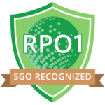 A badge for Recognized Product Owner Level 1, provided by Scrum Guide Organization (SGO), indicating foundational Scrum Product Ownership skills.