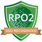 A badge for Recognized Product Owner Level 2, provided by Scrum Guide Organization (SGO), indicating advanced Scrum Product Ownership skills.