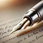 Close-up of a luxury fountain pen writing on paper, symbolizing commitment to the Scrum Manifesto